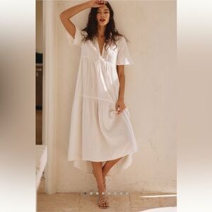 Anthropologie Kallie Flowy Maci Dress by Celandine - Ivory - Size XL